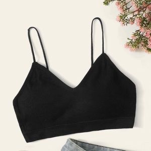 Black Ribbed Knit Bralette